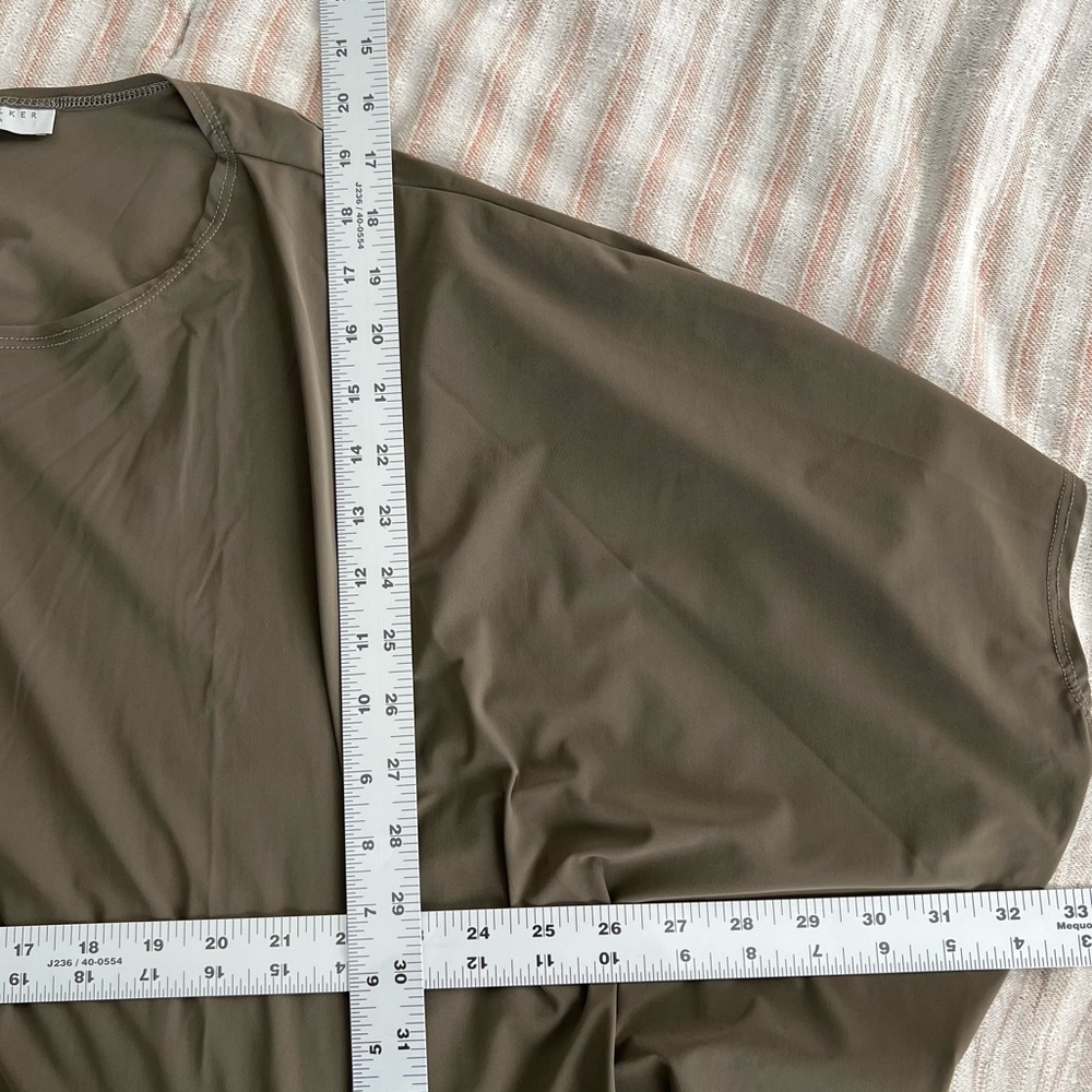 Bryn Walker XL Top Blouse Boxy Relaxed Fit Poncho Lagenlook Nylon Green Gray - Picture 6 of 8